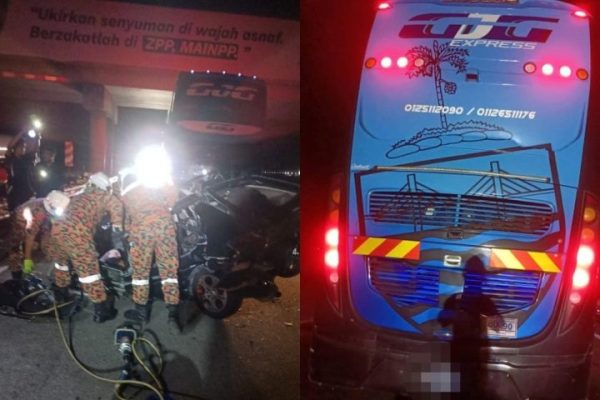 Lelaki maut, kereta langgar bas ekspres