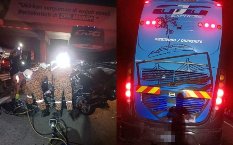 Lelaki maut, kereta langgar bas ekspres
