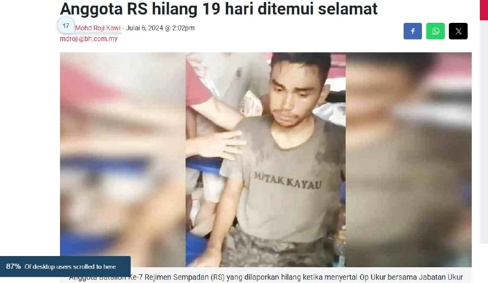 Prebet Muhammad Syafiq jejak tanda-tanda sengaja dibuat di sekitar lokasi pencarian