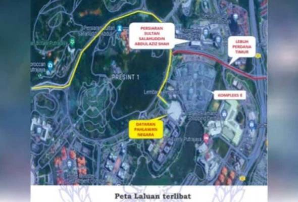 Tiga laluan di Putrajaya ditutup sementara sempena sambutan Hari Pahlawan