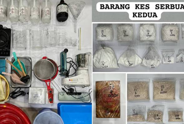 Polis bongkar makmal proses heroin, tahan empat lelaki bersama dadah RM178,000