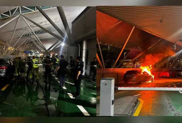 Pasangan suami isteri Singapura cemas kereta terbakar di CIQ BSI