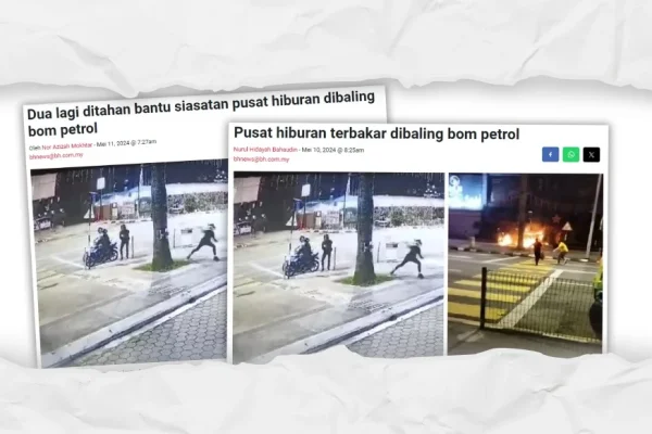 Pemain bola acu kerambit terbabit kes baling molotov cocktail di pusat hiburan Pemain bola acu kerambit terbabit kes baling molotov cocktail di pusat hiburan