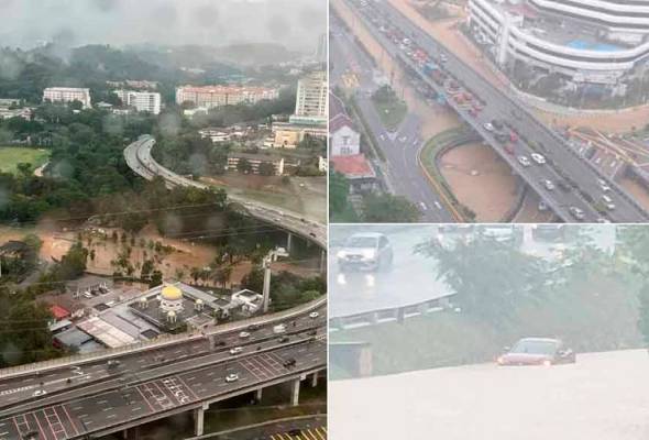 Hujan lebat, beberapa jalan menuju pusat bandar dilanda banjir kilat