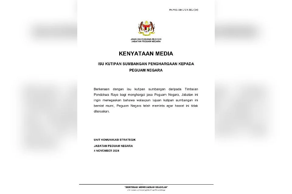 Jabatan Peguam Negara batal kutipan kenang jasa Peguam Negara