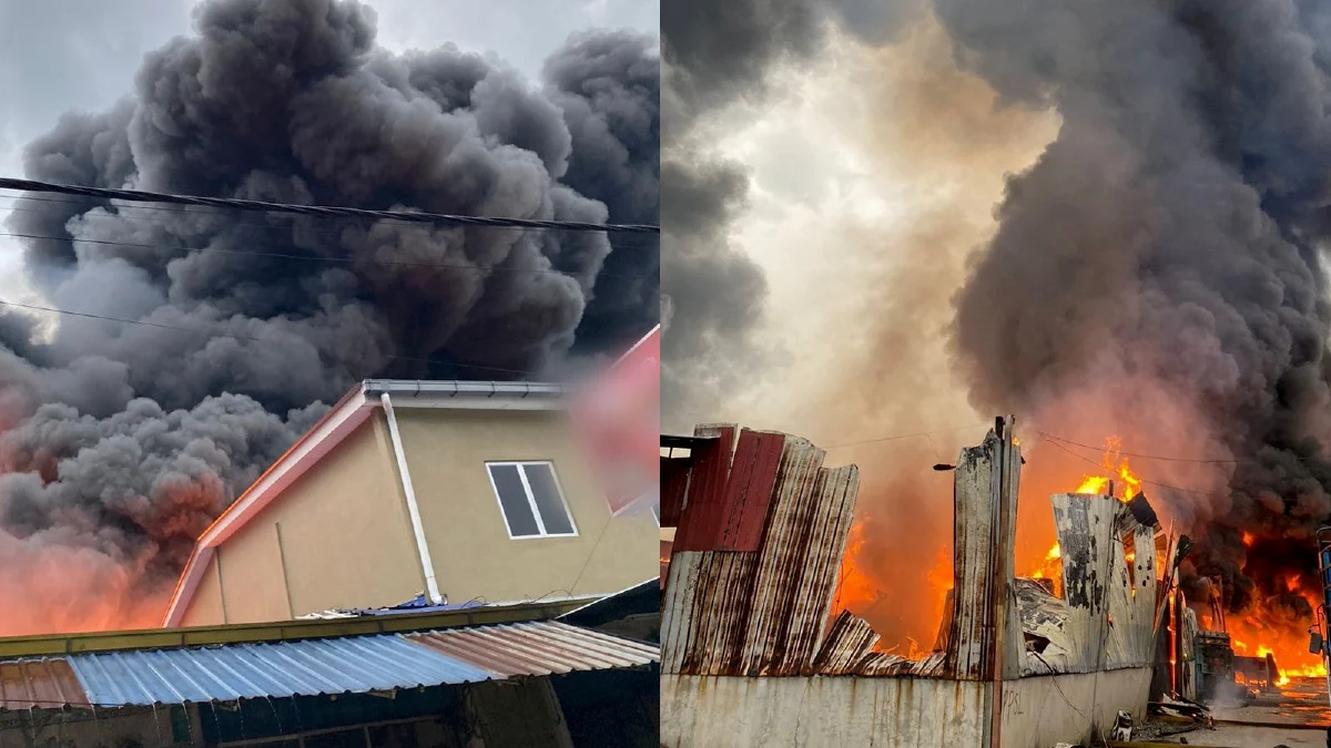 Dua kilang papan dan besi terbakar