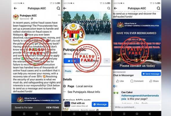 Jabatan Peguam Negara kesal penyebaran maklumat, akaun palsu di Facebook