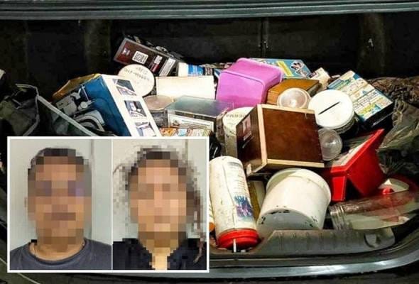 Polis cekup pasangan kekasih aktif curi tabung derma di Melaka, Johor