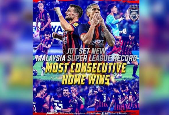 JDT lakar sejarah rekod kemenangan ke-29 berturut-turut