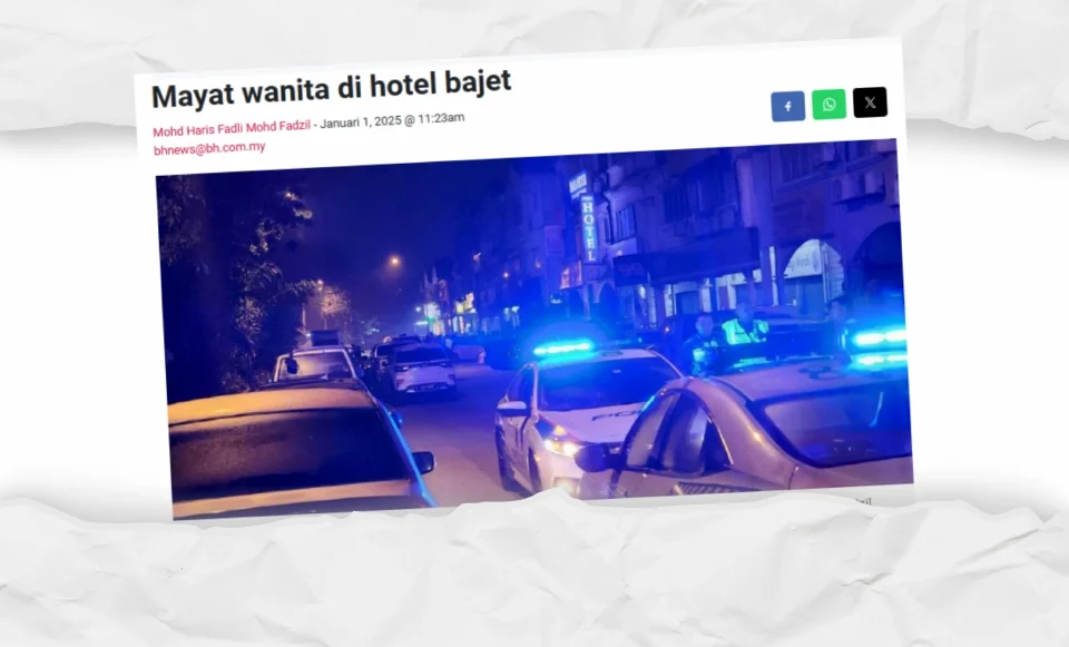 Kes wanita dibunuh dalam bilik hotel, 2 lelaki warga asing ditahan