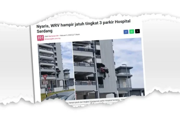 Pemandu sakit jantung, WR-V rempuh tembok parkir Hospital Serdang