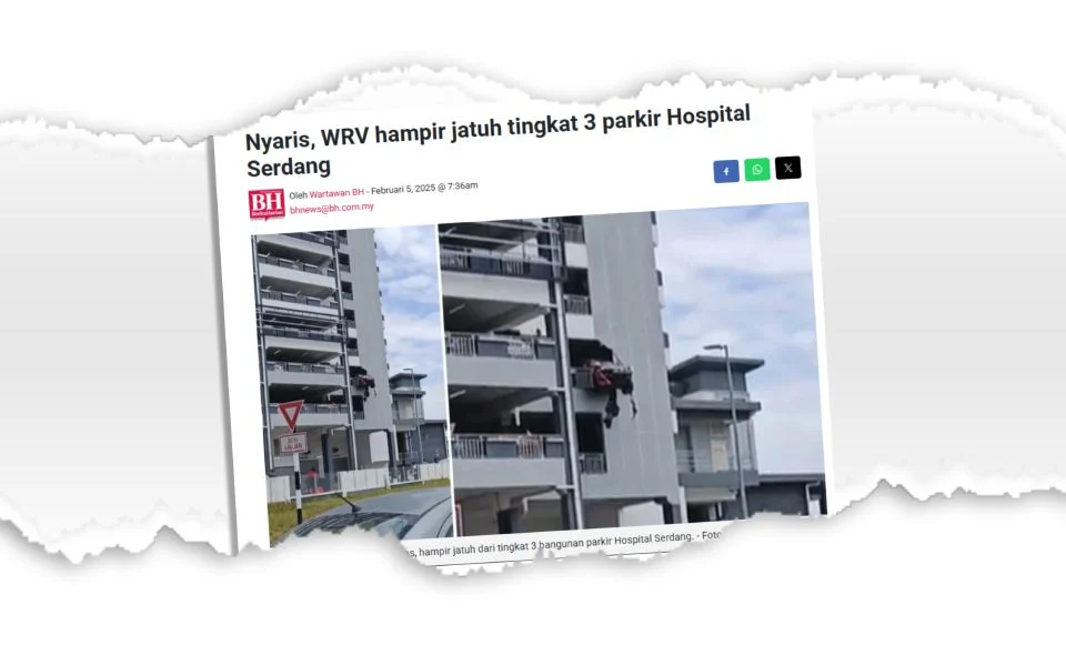 Pemandu sakit jantung, WR-V rempuh tembok parkir Hospital Serdang